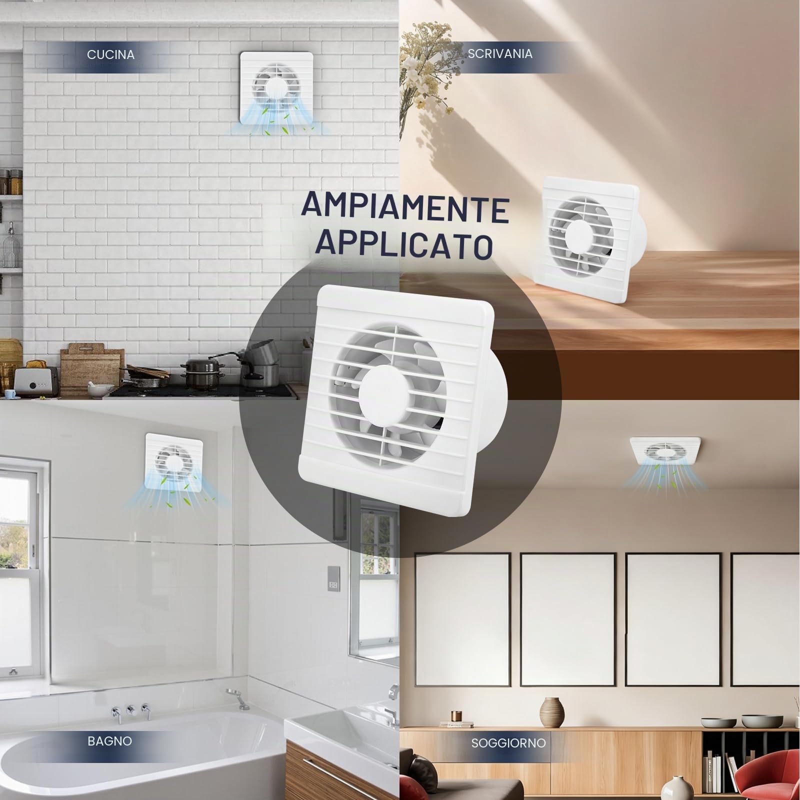 Aspiratore Bagno,100mm 4" Ventola Aspirazione con Telecomando a 5 velocità,Estrattore Aria con Valvola Antiriflusso per Bagno,WC,Cucina,Garage,Portata Massima 100m³/h,IPX4,150X150X95mm