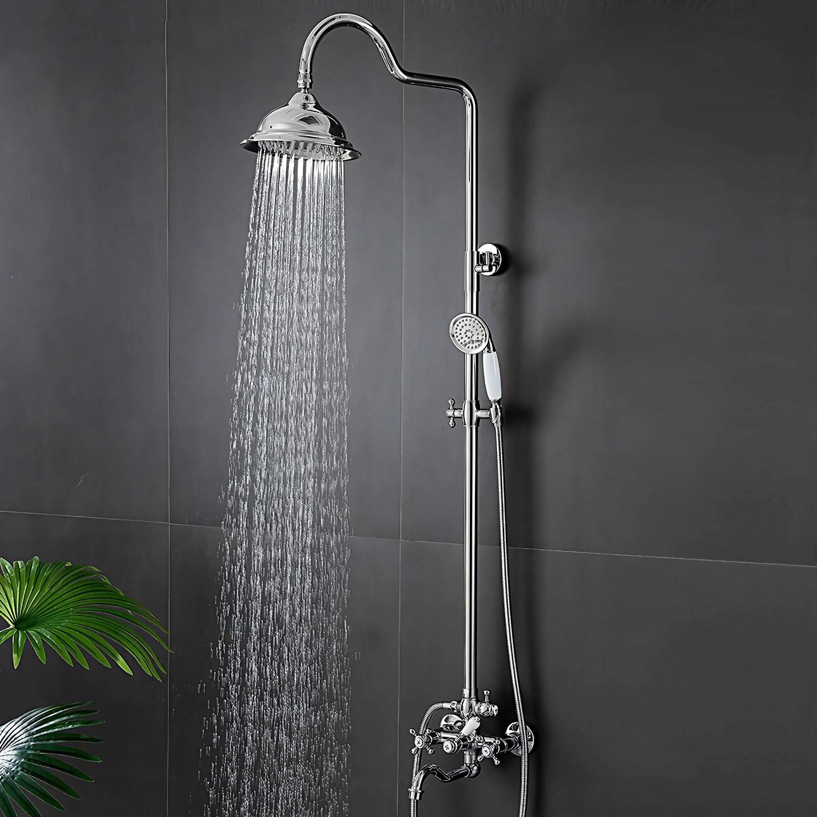 Columna de Ducha de baño con Grifo - Juegos de Alcachofa - Multifuncional Altura Ajustable y Acero Inoxidable, Plata (Color : B)