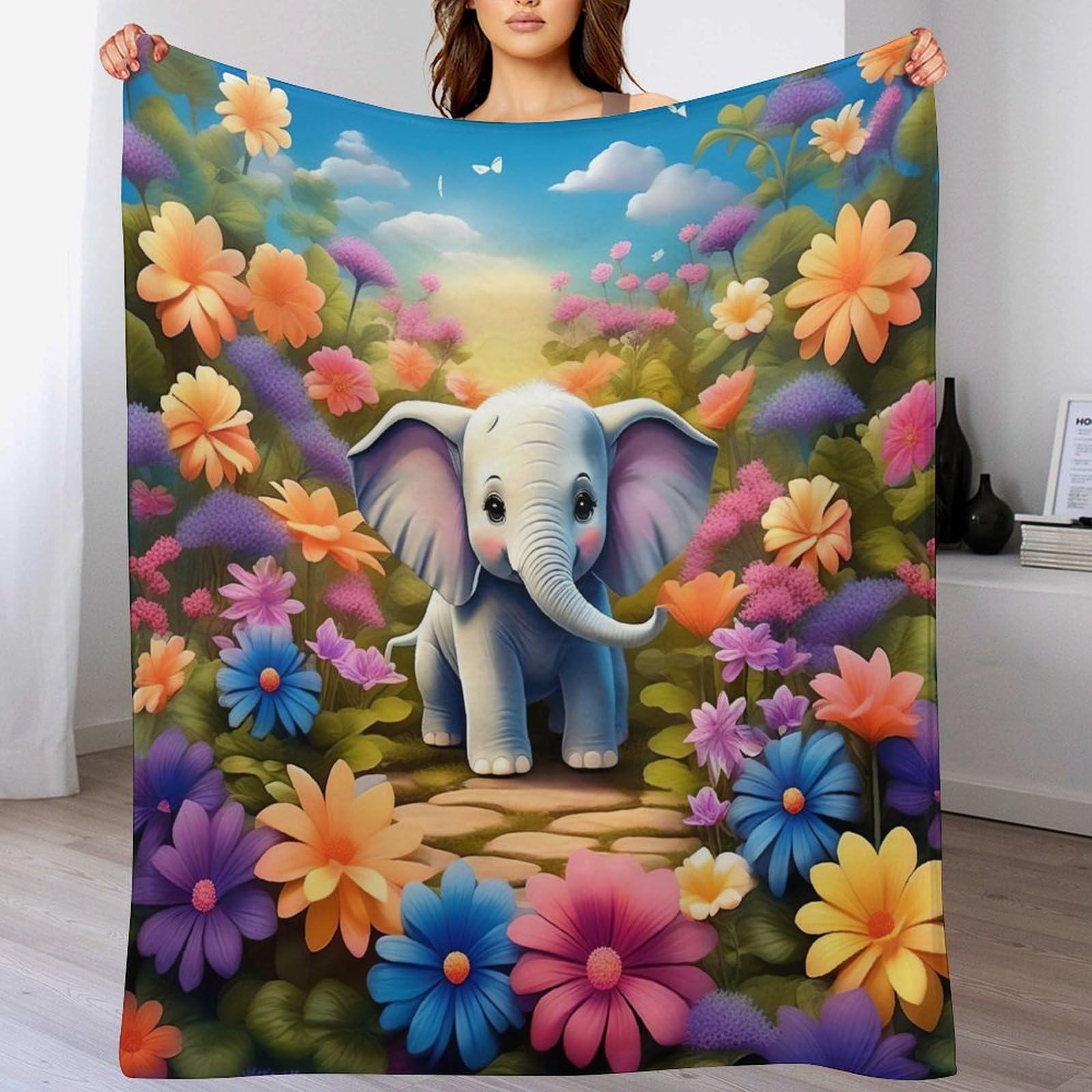 Couverture canapé éléphant de qualité supérieure en flanelle douce et isolante