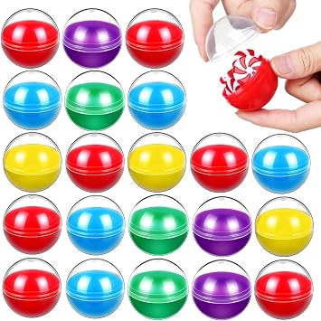 60 Pcs Translucent Vending Machine Capsules, 45 mm | Colored empty capsule balls for small toys, candy, party favors, DIY crafts, Easter prizes and classroom rewards.