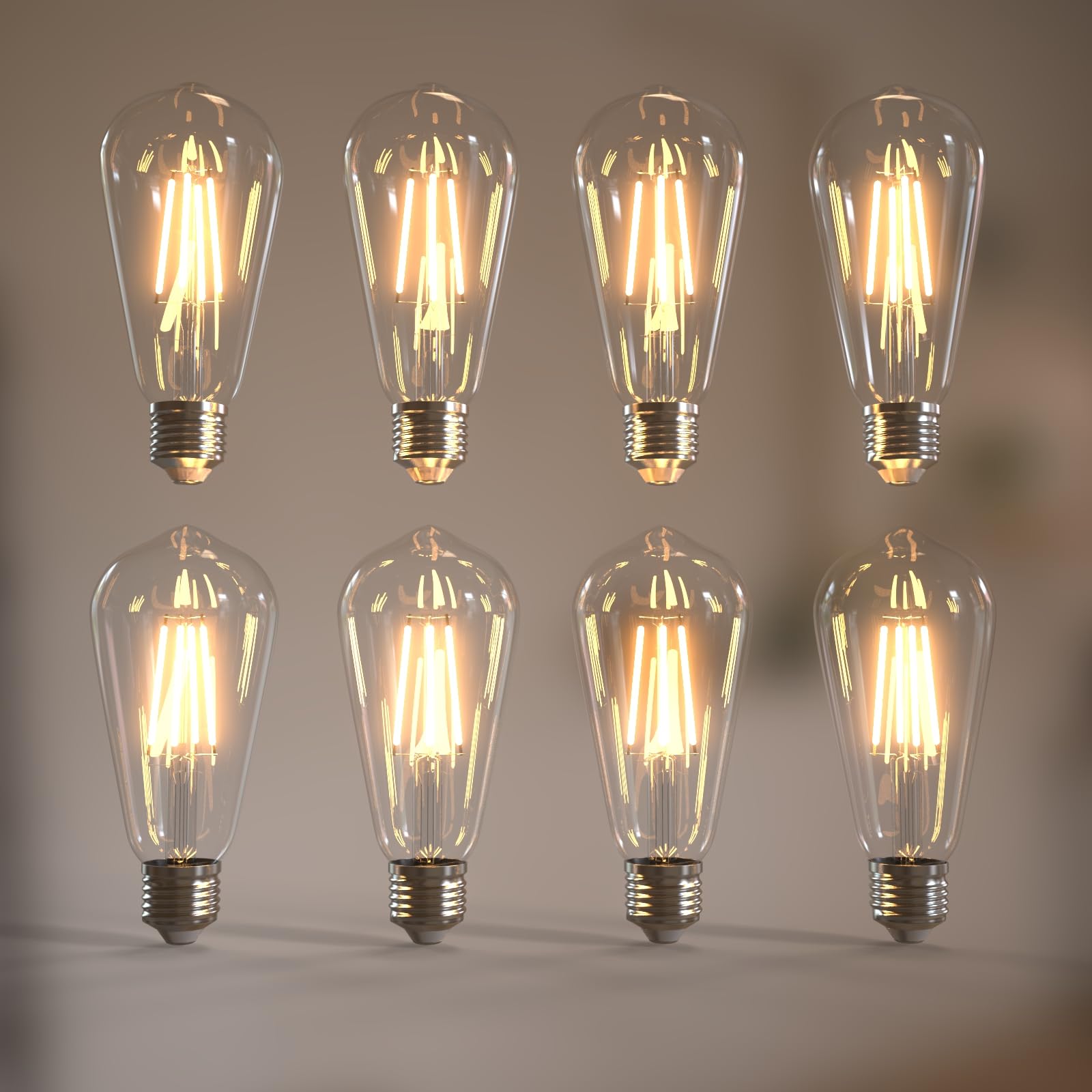 Jensense Edison Bulbs E26 LED Bulb 60 Watt Equivalent, Vintage LED Light Bulbs CRI90+ ST19, Dimmable Clear Light Bulbs (2700K Warm White, 6watt-8 Pack)