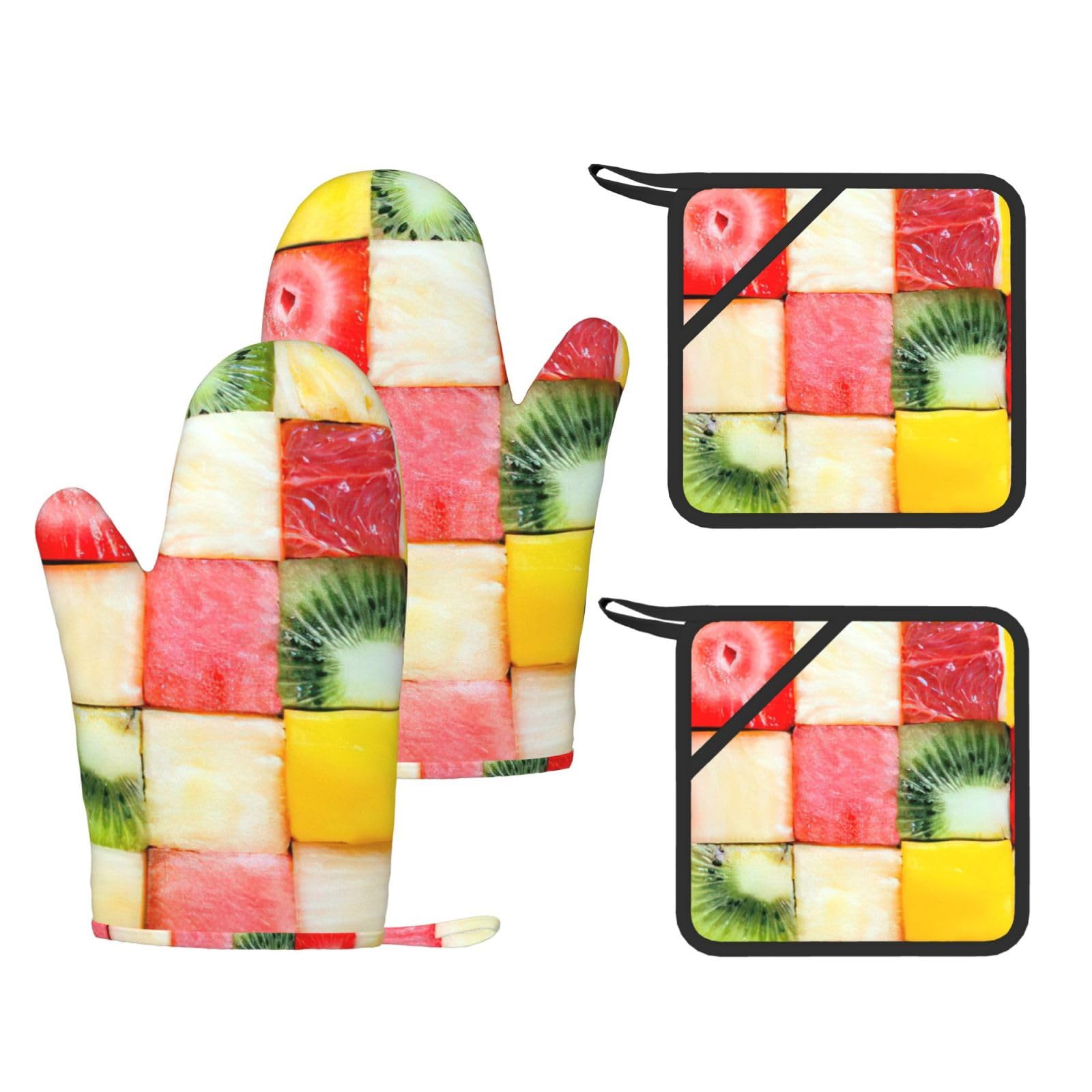 Gants résistants à la chaleur Kiwi - Ensemble de 4 pièces motif pastèque