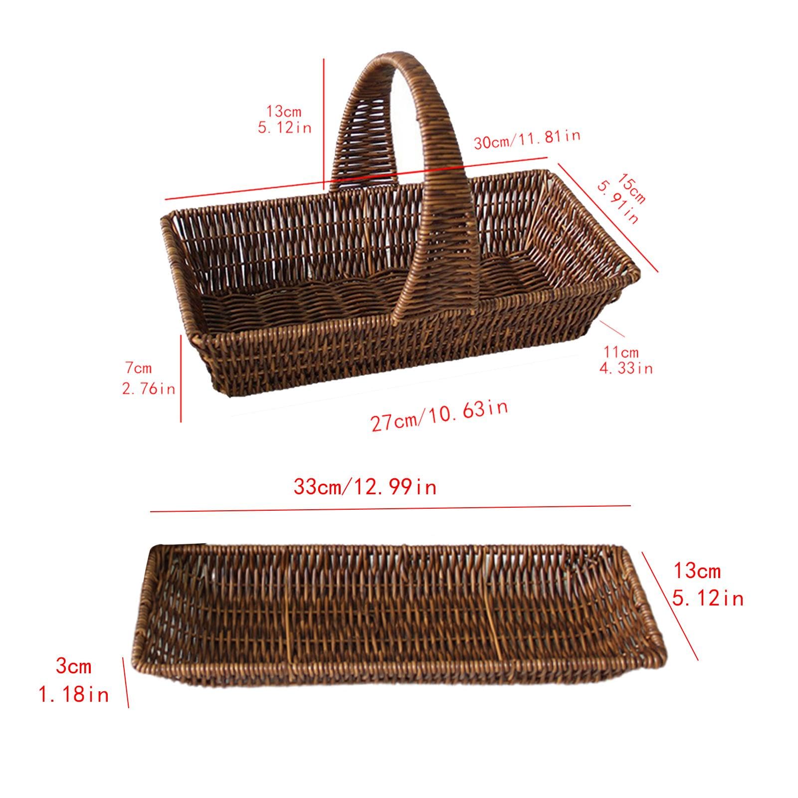KiBcsLic 2x Imitation Rattan Storage Baskets Decorative Decoration Bread Baskets Hand Woven for Home Restaurant Bar Kitchen Fruit