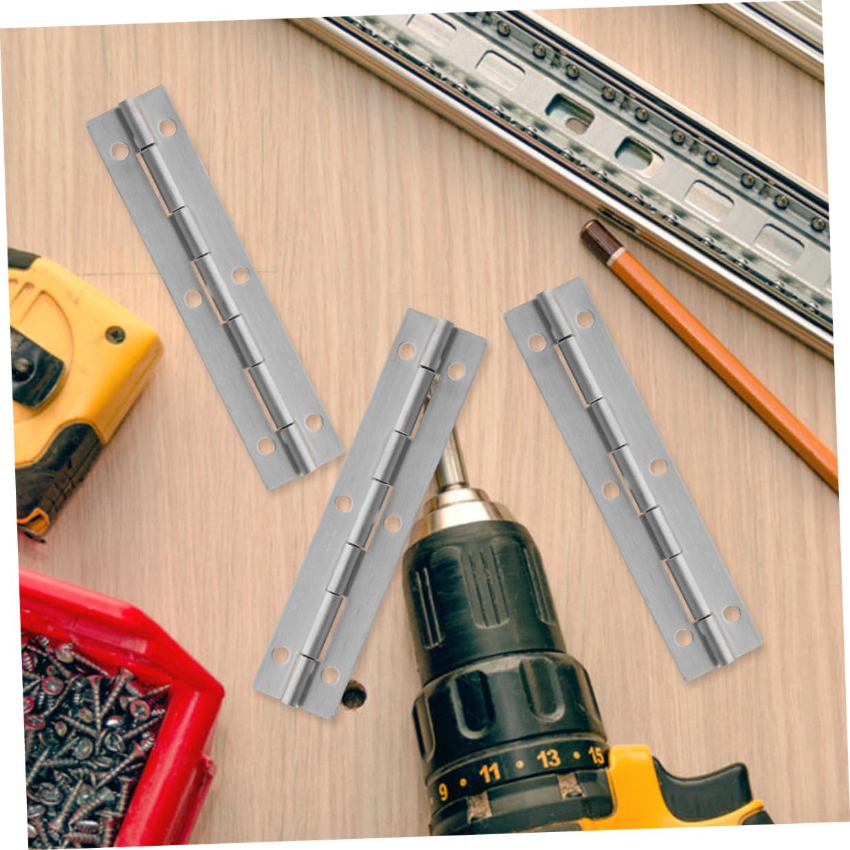 Bisagras De Piano De Acero Inoxidable 304 Extendidas 6 Pulgadas, Bisagra Metálica Para Puertas De Armarios y Cocina, 6 Unidades, Reemplazo Duradero Para Uso Doméstico y Profesional
