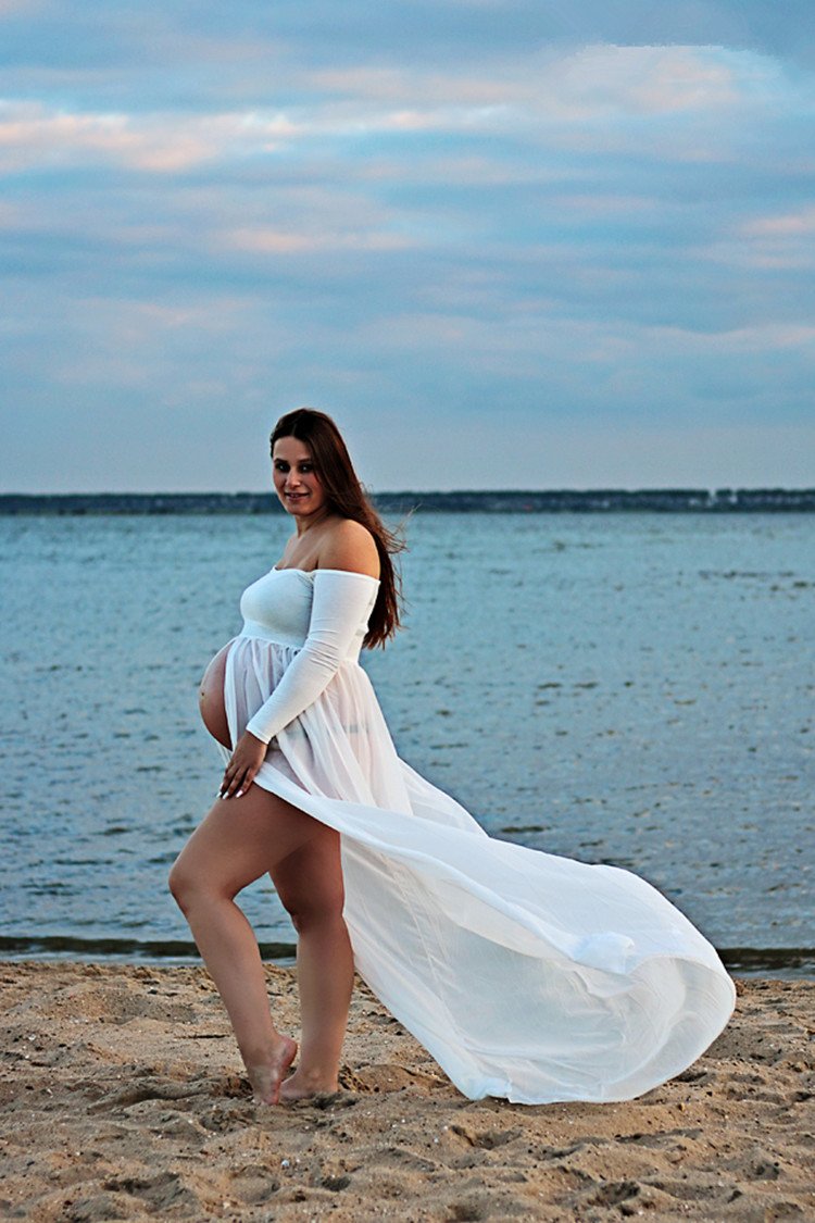 xuanranUK Abiti Eleganti Donne Incinte, Abito in Chiffon Incinta Fotografia Puntelli Fancy Servizio Fotografico per Beach, Vestiti Donne Incinte Gonne fotografiche di maternità