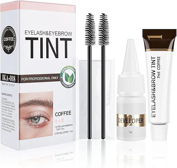 Lash Color Kit, Professional Dark Brown Color Set for Lashes and Brows, Natural Ingredients Long Lasting Safe & Easy to Use 7ml (Coffee/Dark Brown)
