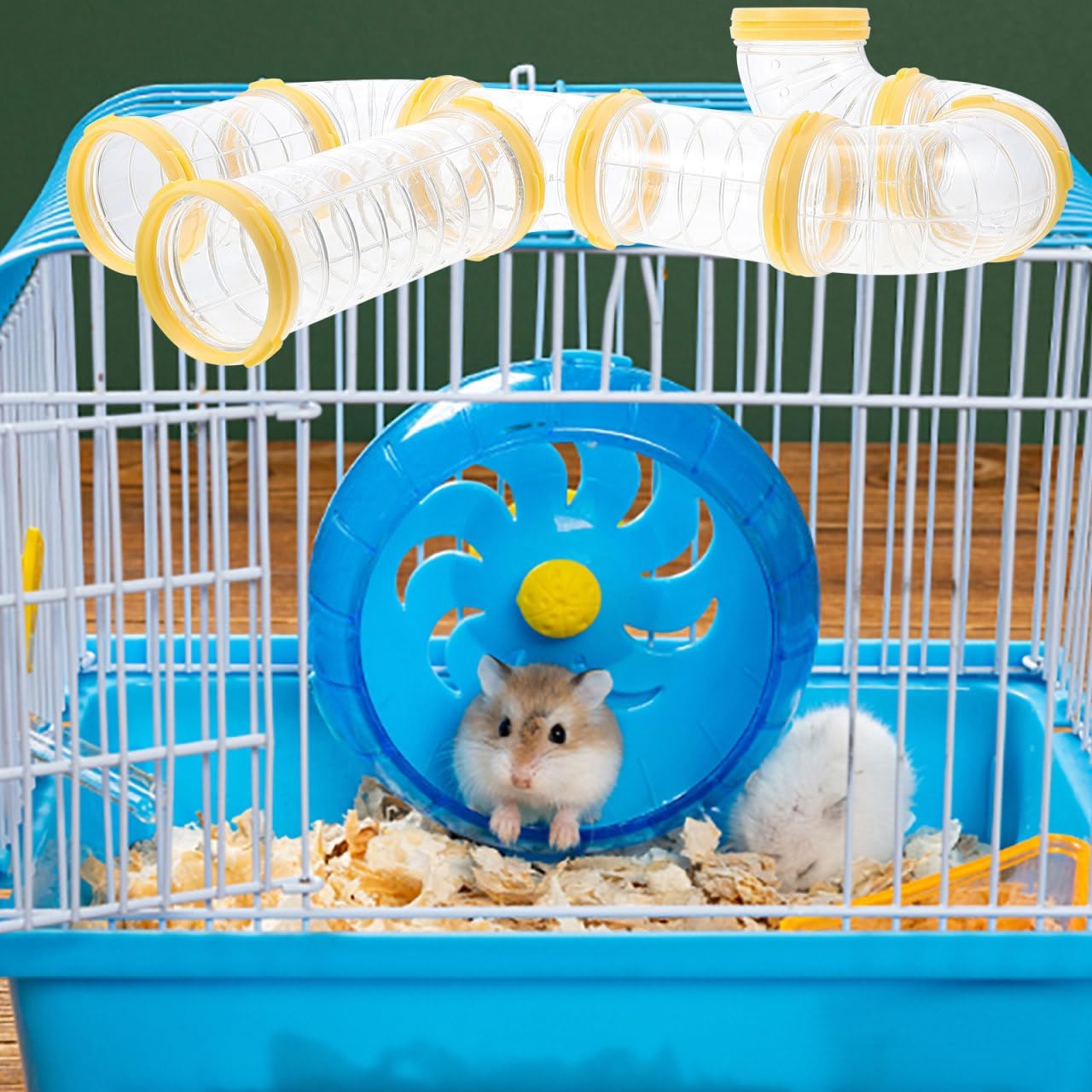 Mipcase Hamster Tubes and Tunnels Kit 2Pcs Transparent DIY Rat Maze Tunnel Expand Cage Playground for Small Animals 6.10X4.72X2.36In