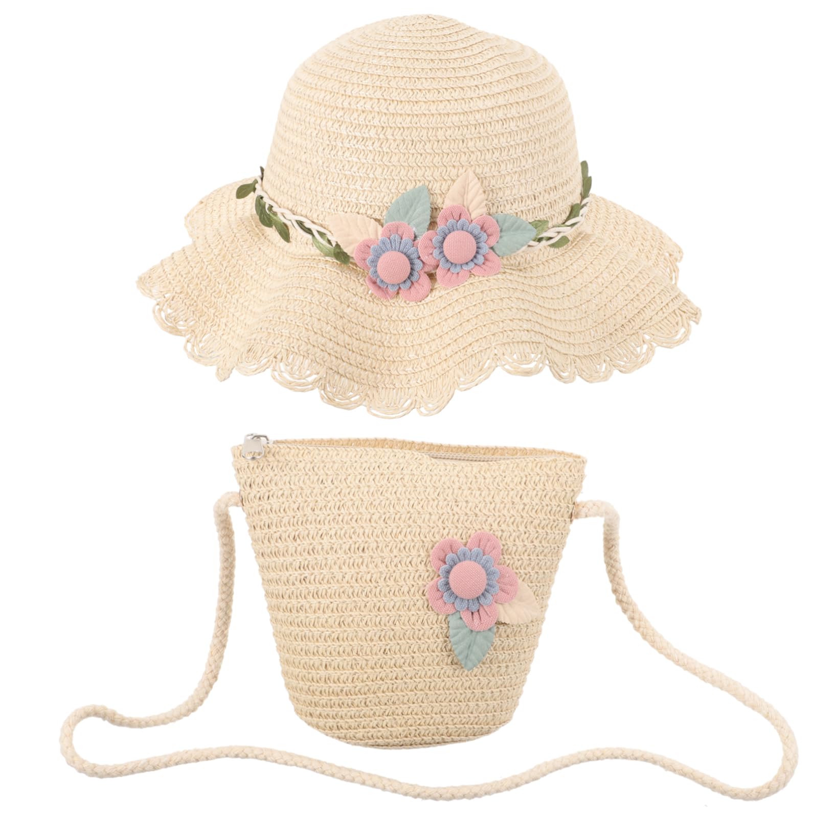 DECHOUS Sombrero De Sol con Bolso De Mano para Niñas para Playa y Fiestas De Té Protector UV