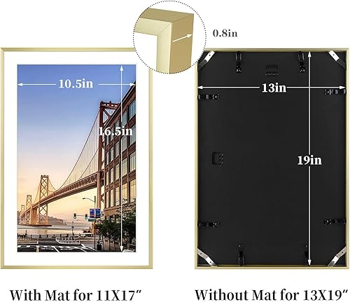 Vista 43 de Frametory - Marco de aluminio de 11 x 14 para fotos de 8 x 10 (en pulgadas), con paspartú marfil, de pared, con gancho de sierra, pestañas Bronce