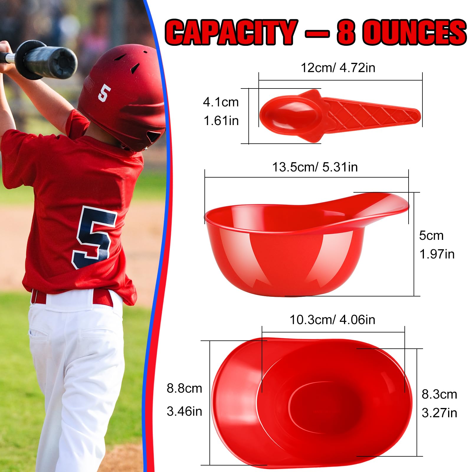 MEEZY 25Pcs Baseball Helmet Ice Cream Bowls With 25Pcs Spoons 8oz - View #3