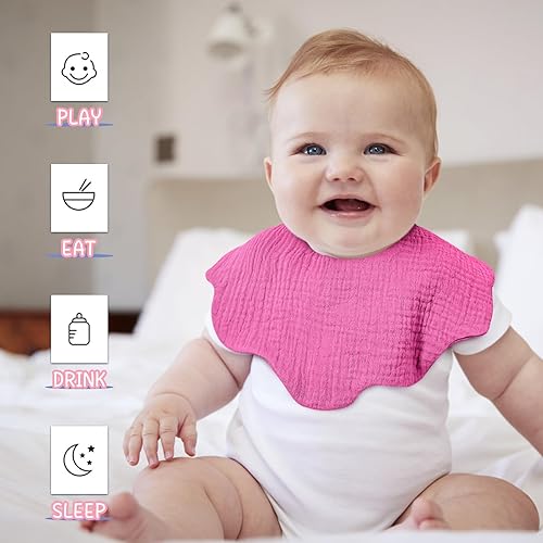 Miniatura 5 de EllieHouse Baberos para bebés para niñas y niños, paquete de 10 baberos de muselina de algodón para bebés y niños pequeños