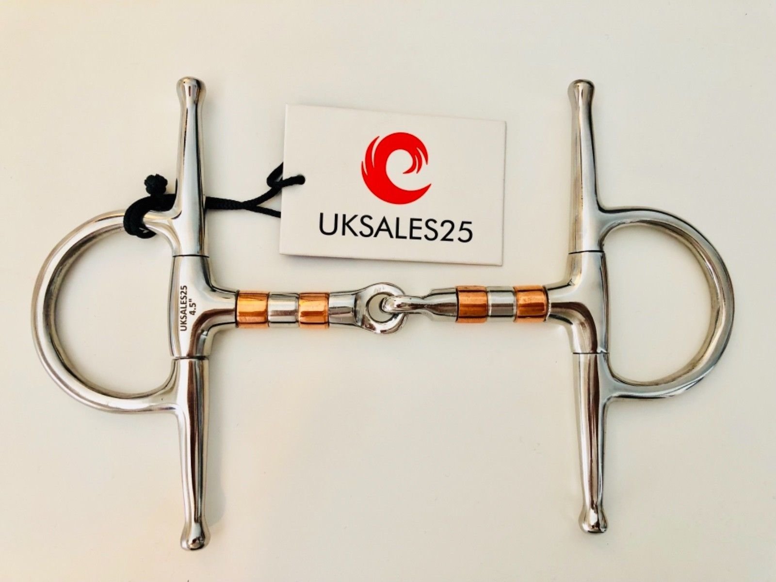 UKSALES25 Full Cheek Copper Roller Jointed Snaffle Bit (Horse bits) (6")