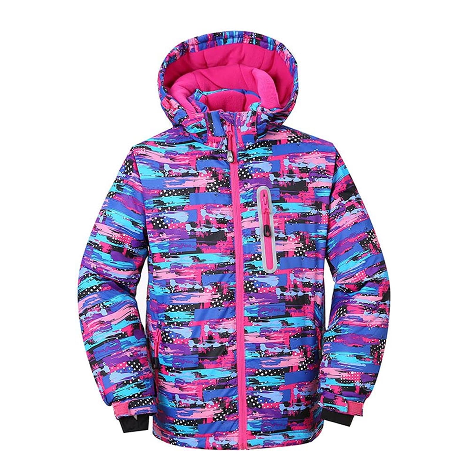 WOWULOVELY Girls Thicken Warm Snowsuit Hooded Skiing Jacket Pants 2 pcs Set Skiing Jacket with Pants