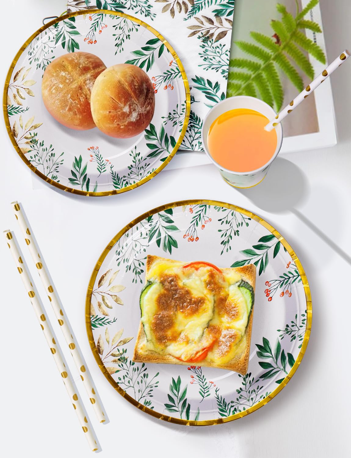 Set De Vaisselle Jetable 121 Pièces Pour 24 Personnes - Assiettes, Tasses, Serviettes, Pailles, Nappe - Argenté