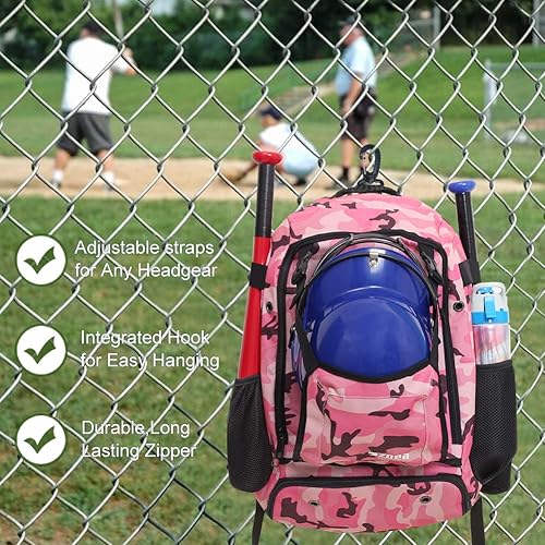 Miniatura 7 de ZOEA - Mochila para bate de béisbol para niños y equipo de softbol y herramientas para jóvenes y adultos, gran capacidad para 4 bates, casco,