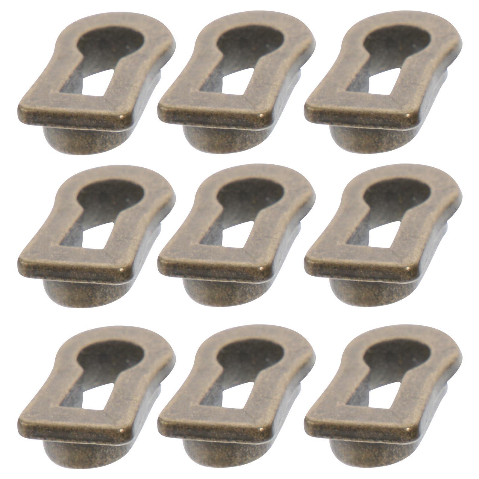 10 coperture decorative in lega di zinco bronzo anticato per buchi della serratura, 22 x 12 x 7 mm, per cassettiera, riparazione e restauro