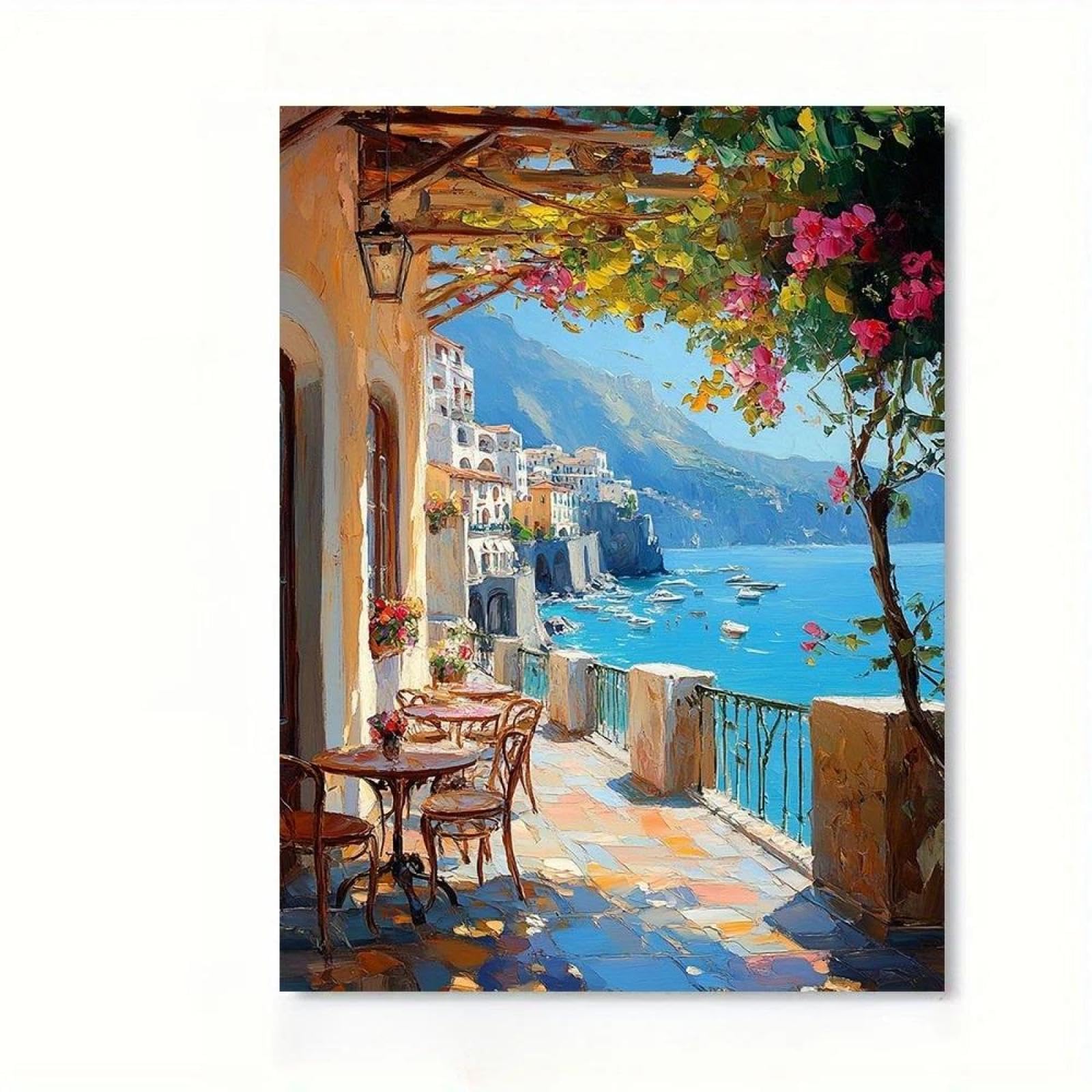 Yocheng Blue Sea Coast Scenery Poster Prints Mediterranean Seaside Landscape Canvas Painting Wall Art Picture For Living Room Home Decor 21x30cm No Frame