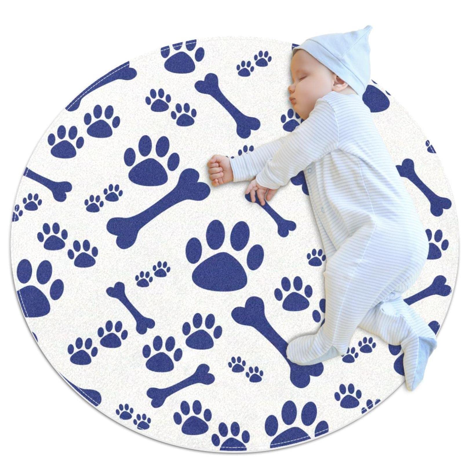 Tapis de jeu pour enfants rond JDEZ isolant et doux pour protéger du sol froid