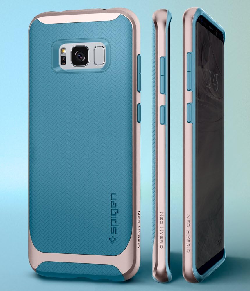 Spigen Neo Hybrid Galaxy S8 Plus Case Herringbone with Flexible Inner Protection and Reinforced Hard Bumper Frame for Galaxy S8 Plus (2017) - Niagara Blue
