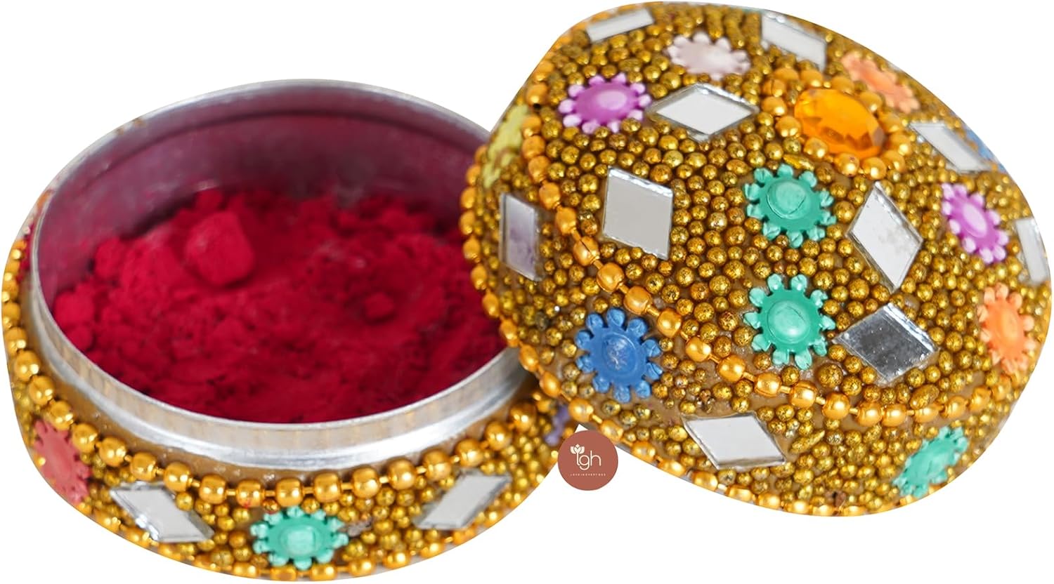 Handcrafted Lakh Sindoor/Roli/Kumkum Dibbi-Set of 24 Pcs Round Boxes in Multi-Color Ideal for Pooja, Favors, & Return Gifts