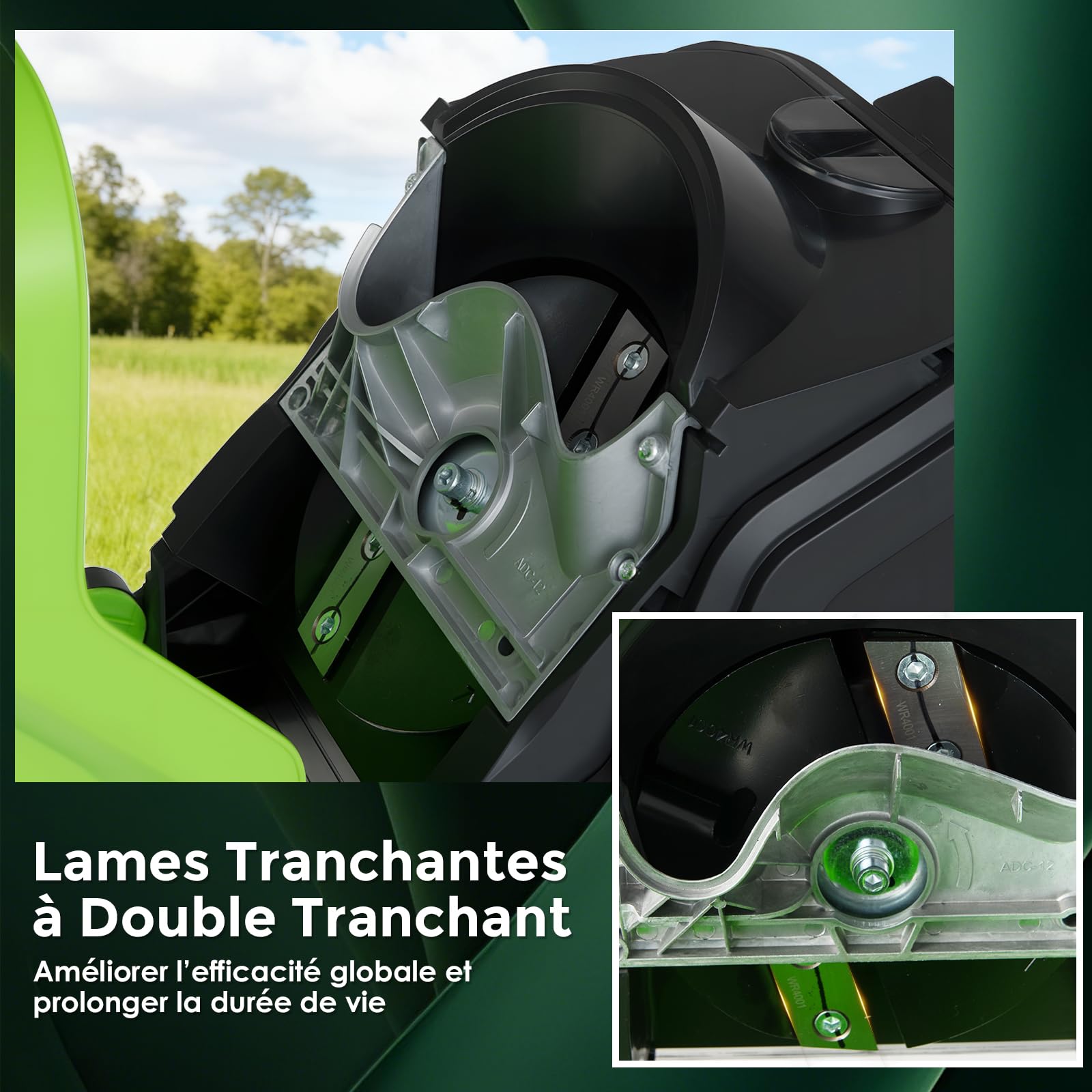 RELAX4LIFE 3000W Broyeur Végétaux et Branches Silencieux 2-EN-1 avec Bac 50L, 2 Roues de Transport, Ratio de Broyage 15:1, Broie Jusqu'à 45mm pour Compost Déchets Verts (Vert)