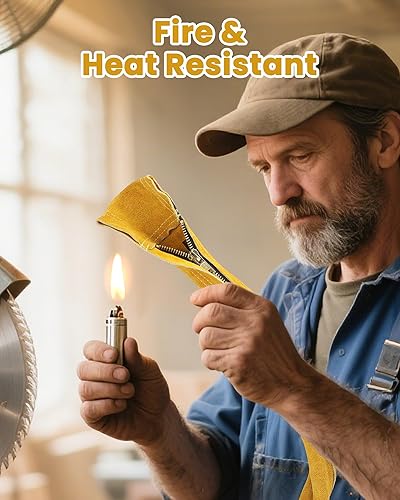 Miniatura 20 de TIG - Funda para cable de soldadura de cuero, resistente al fuego, cosido de kevlar, mangas de soldadura marrones para cables MIG/plasma