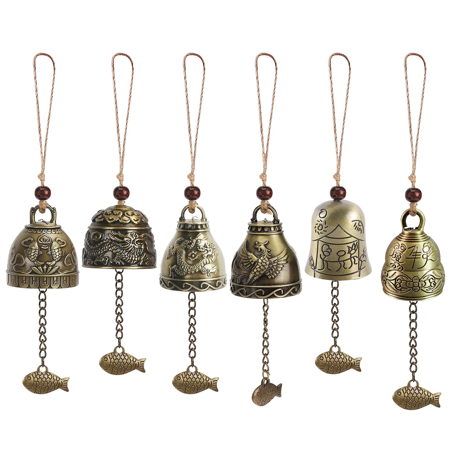 Campane Feng Shui, 6 Pezzi di Campane Feng Shui, Campanula Feng Shui, Campanella di Benedizione, Campanile per Appendere Fortuna e Benedizione nel Giardino di Casa