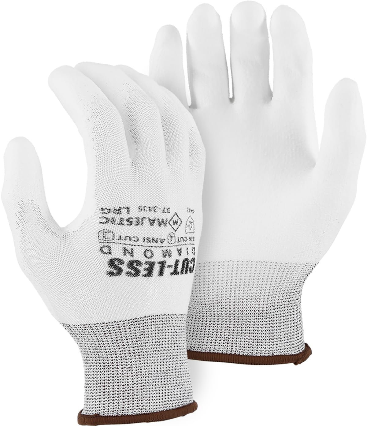 Majestic 37-3435 - Guantes con revestimiento de poliéster y diamante blanco resistente a los cortes (12 pares), modelo anteriormente Majestic 3435