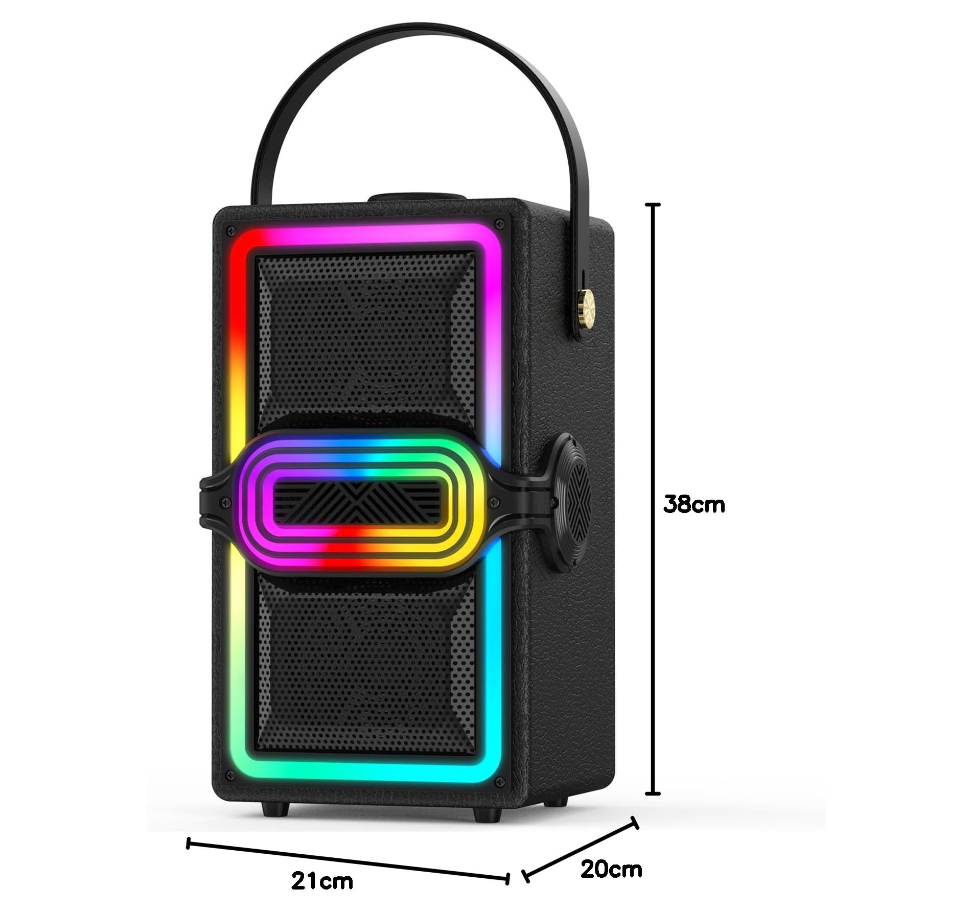 Altavoz Bluetooth, 120 W de Pico inalámbrico TWS, Altavoces portátiles para Fiestas al Aire Libre con subwoofer, Graves Profundos, Luces LED Coloridas, para el hogar, Camping (Negro)