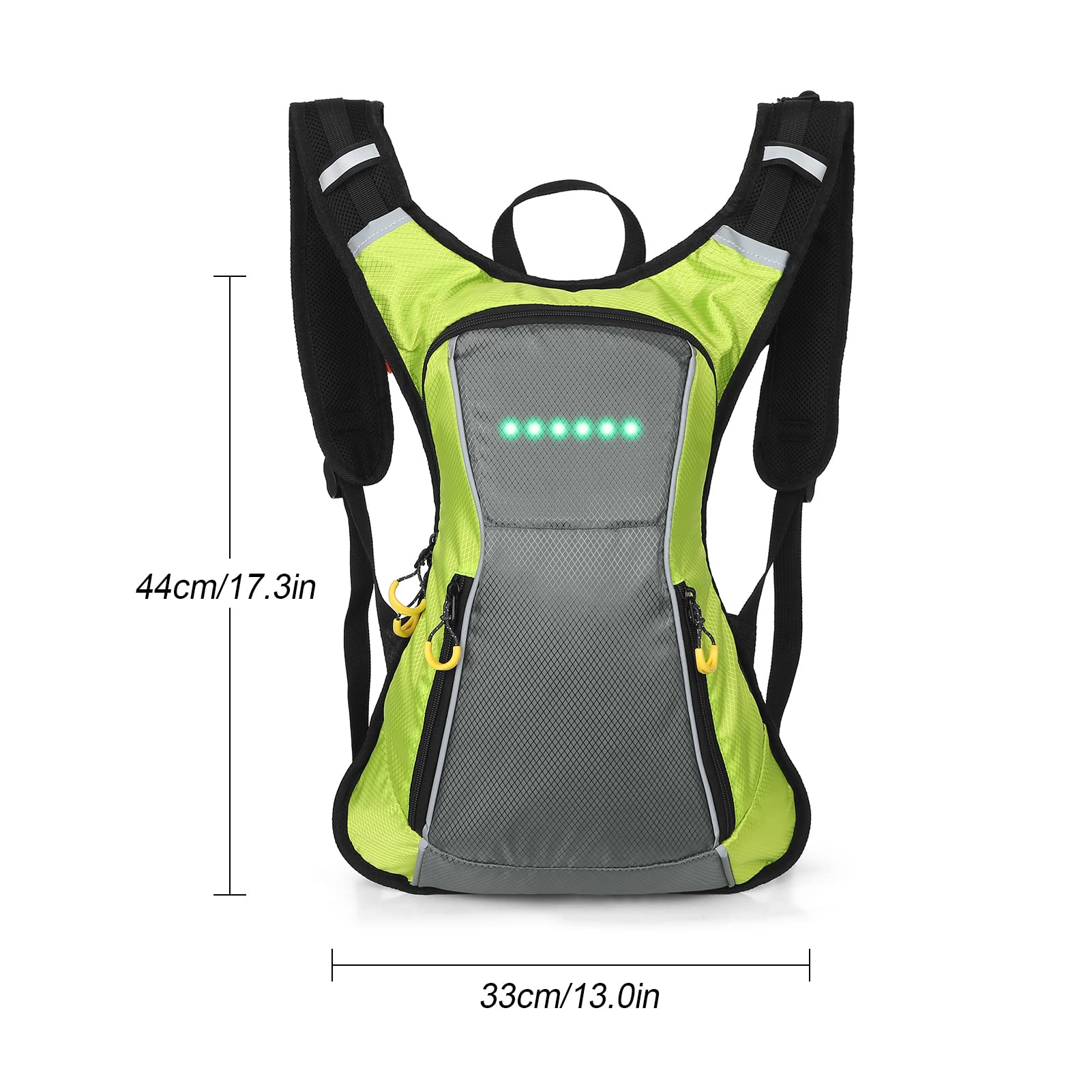 Lixada Réfléchissant Sac À Dos Vélo Sac à Dos avec Clignotants LED IPX5 Étanche Sac de Lumière de Sécurité Rechargeable par USB Sac de Vélo Télécommandé Sans Fil pour le Cyclisme, la Course, la Marche
