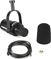Vista 4 de Shure MV7+ - Micrófono dinámico para podcast con brazo articulado de escritorio. Certificado OBS, audio mejorado, panel táctil LED, salidas USB-C