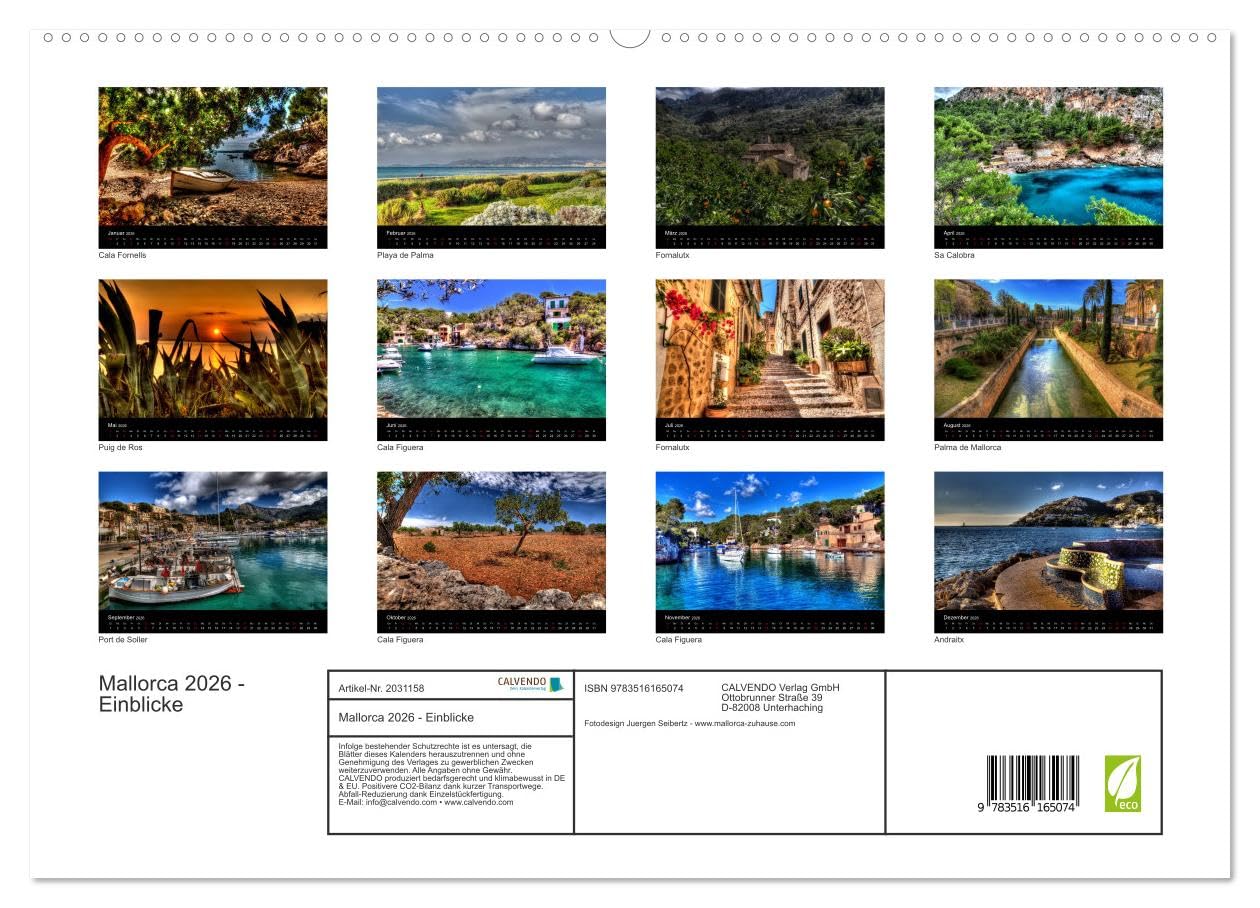 Mallorca 2026 - Einblicke (hochwertiger Premium Wandkalender 2026 DIN A2 quer), Kunstdruck in Hochglanz: Tolle Bilder der Insel Mallorca laden zum ... Ansichten neu entdecken (CALVENDO Orte)