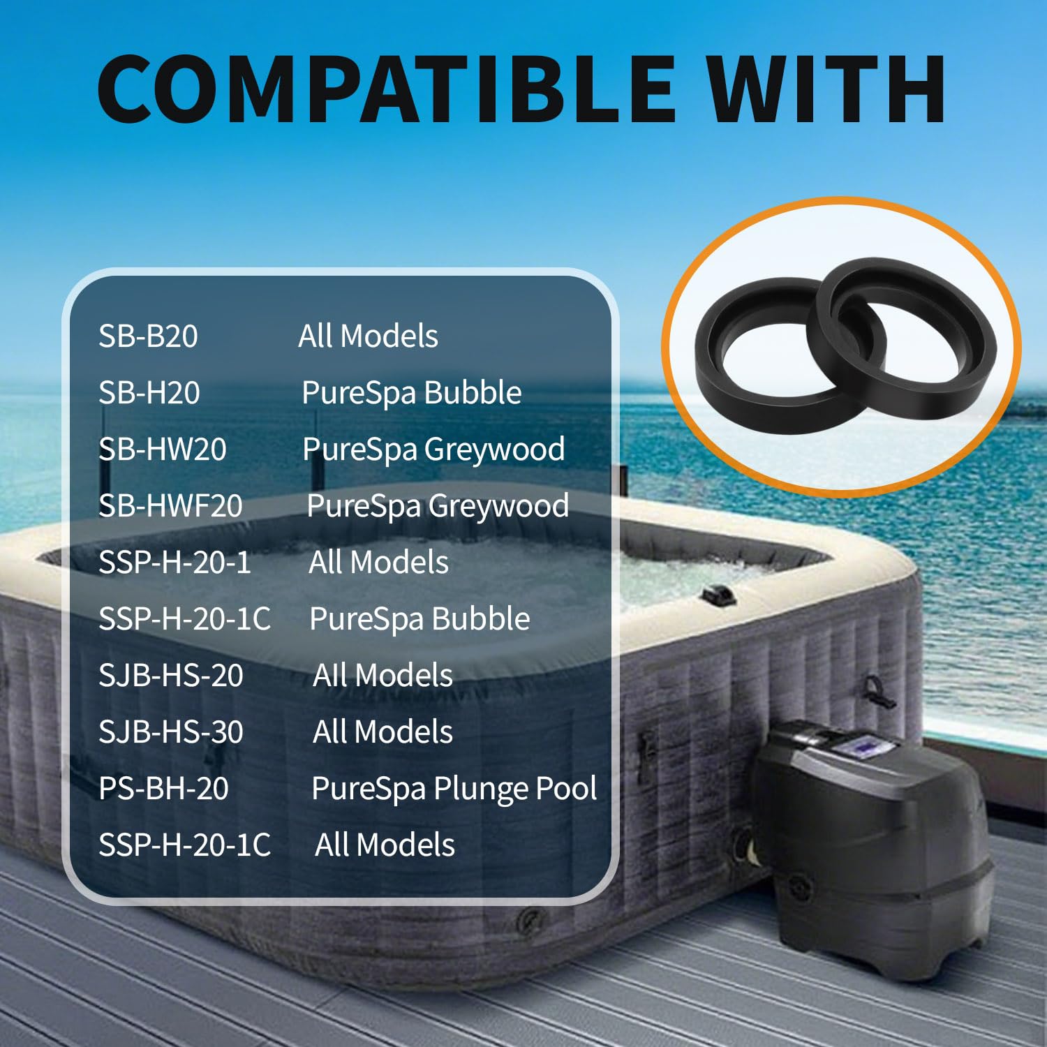 Joints d'Entrée et de Sortie pour Intex Pure Spa 11699, Remplacement Simple Spa, 2 Pièces