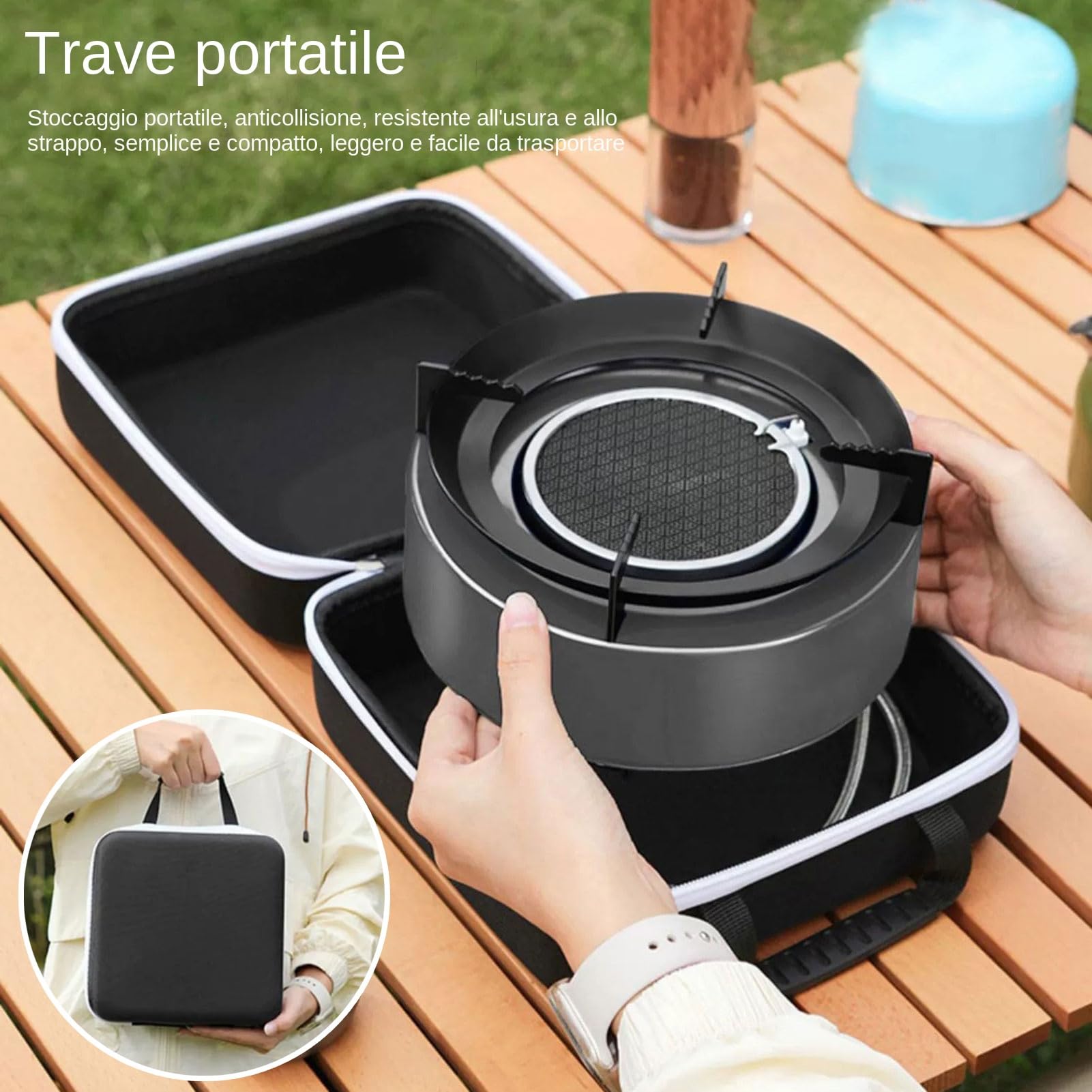 Hornillo de Camping Quemador Plegable y Resistente al | Quemador con Protector contra el Para Actividades al Aire Libre Senderismo Pesca Viajes Trekking Hombres Mujeres Niños