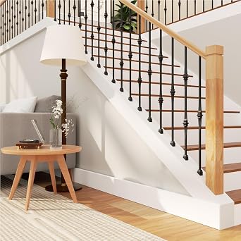 10 Pack Wrought Iron Balusters Shoes Slant Shoes with Allen Wrench for 1/2 Inch Stair Baluster, Metal Railing Indoor Spindles Banister