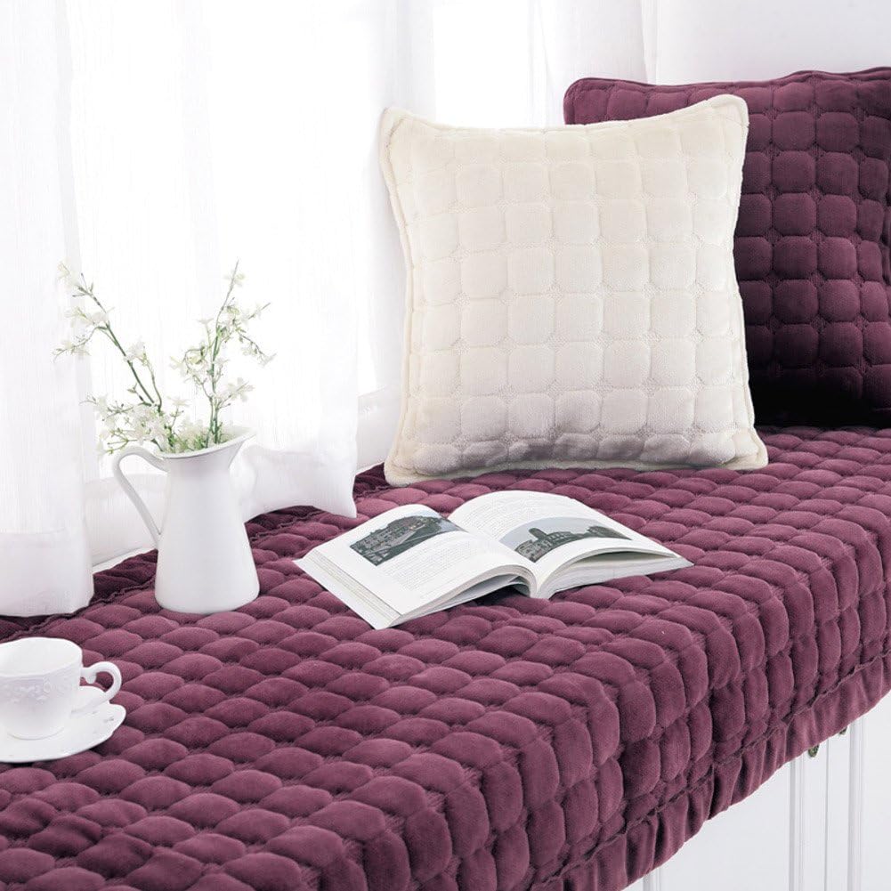 Bay window cushion,Window sill cushion modern floating window pad window bench mat sofa mat rug plush bay window cushion blanket non-slip mat for living room bedroom-C 50x135cm(20x53inch)