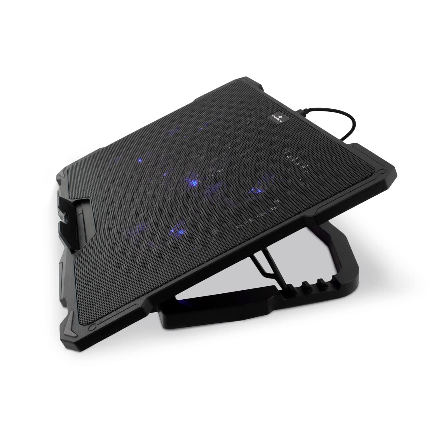 CoolBox Base de Refroidissement Portable 17,3" 5 Ventilateurs Silencieux LED Régulateur de Vitesse Support Réglable 4 Positions USB Noir