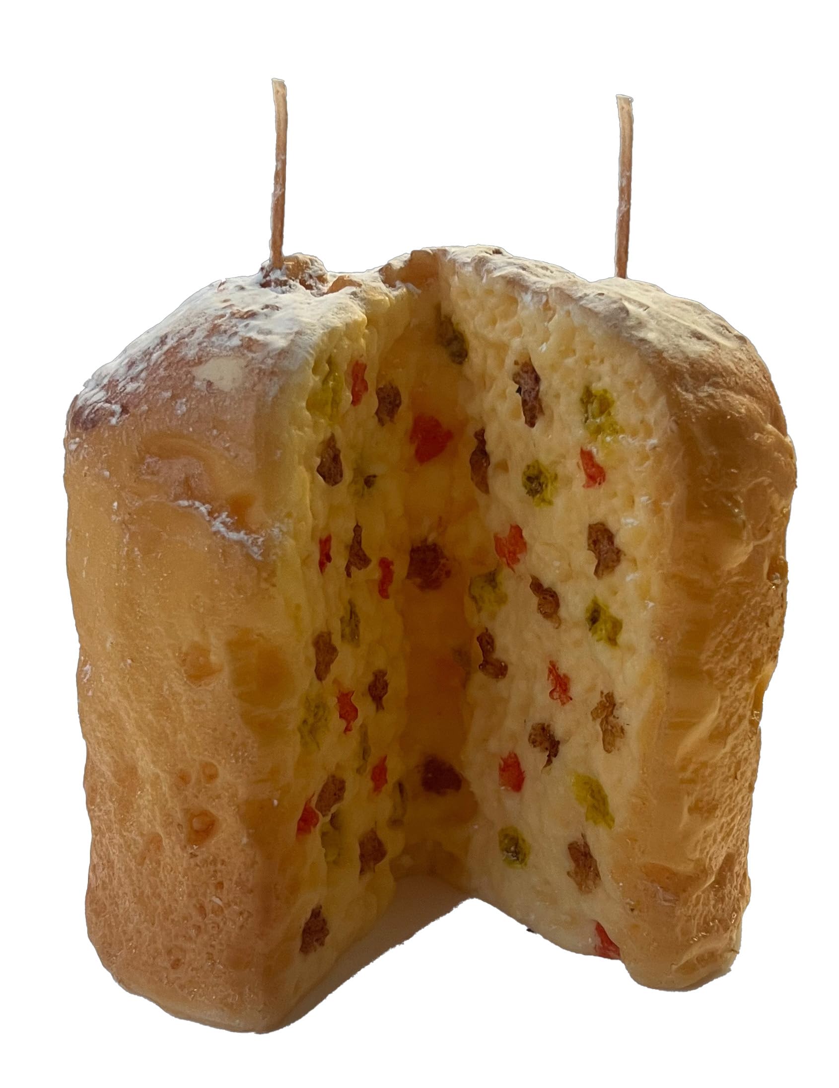 Cereria Di Giorgio - Candela a Forma di Panettone con Canditi - Color Caramello - Diametro 14 cm Altezza 13 cm - Artigianale - Idea Regalo Natale