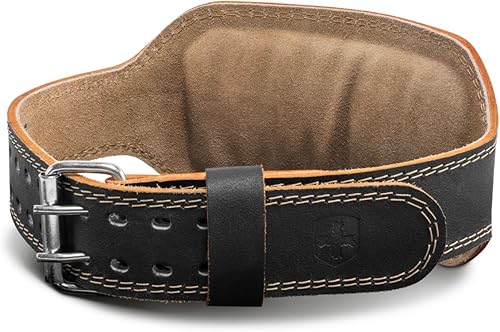 Miniatura 4 de Harbinger Cinturón de cuero acolchado para levantamiento de pesas de 2.0-4 pulgadas o 6 pulgadas de ancho, acolchado de espuma, diseño cónico para