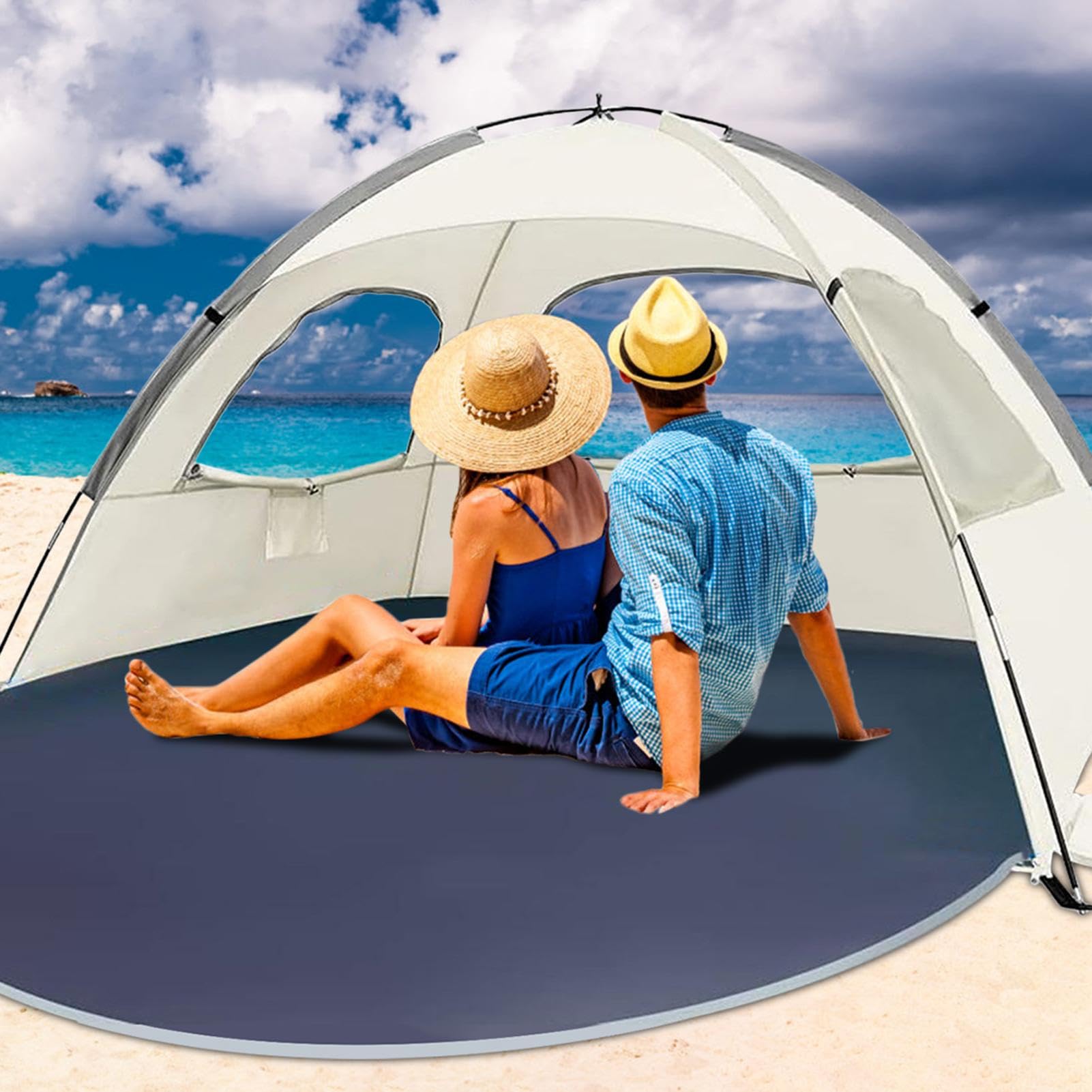Tente de Plage, abri Solaire pour Tente de Plage, Tentes de Plage Portables Tente extérieure, Tente de Plage Pop-up Multi-scénarios pour Parcs, pêche, Lacs, plages et Camping