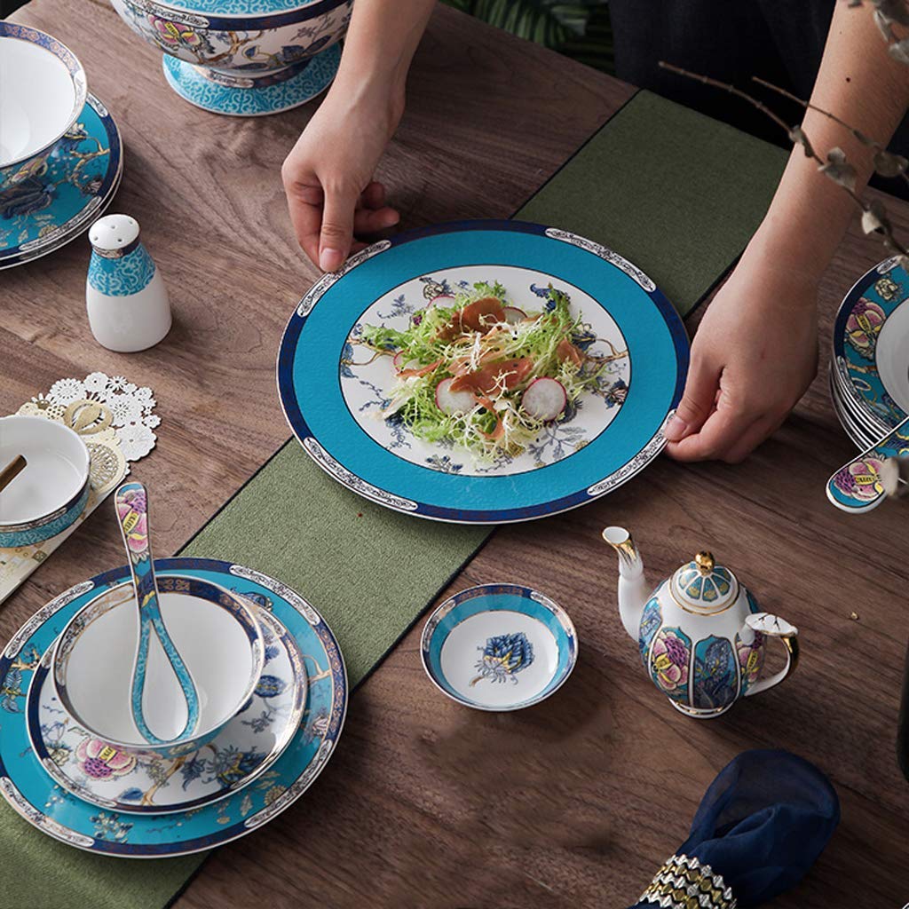 H3TF5J Wysokiej klasy ceramiczny zestaw zastawy stołowej, 50-częściowy zestaw zastawy stołowej w Chinach, eleganckie designie stołowe pudełko prezentowe, domowe stoliki stołowe, zestaw upominkowy