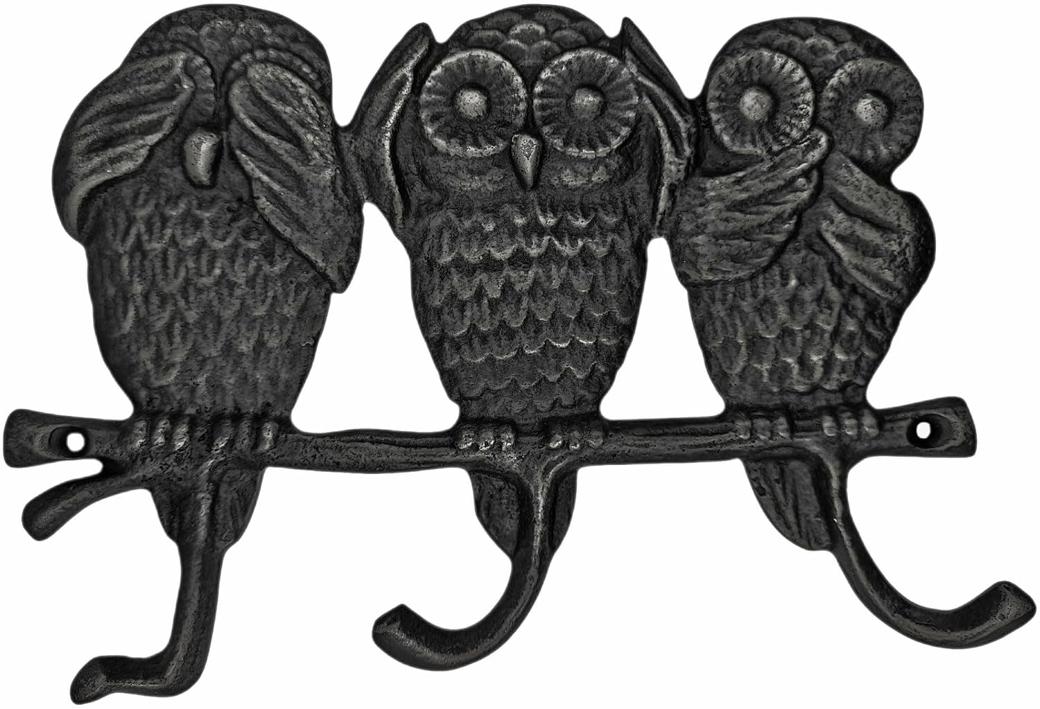 Solid Brass 3 Owls Key Rack, See No Evil, Hear No Evil, Speak No Evil,Wall Mounted Towel Rack, Hanger 3 Hooks Home Organizer (Antique Copper)