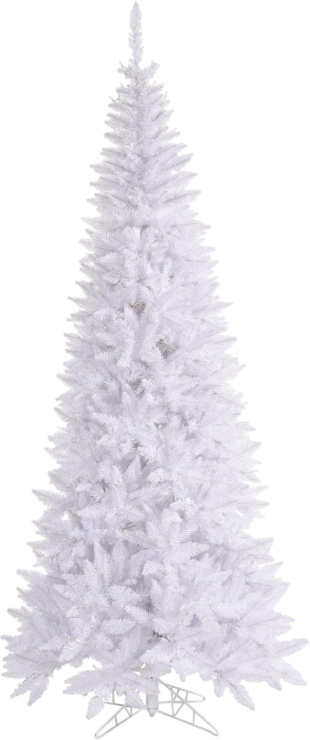 Vickerman 7.5' White Fir Artificial Christmas Tree, Warm White Dura-lit LED Lights, Seasonal Indoor Home Decor