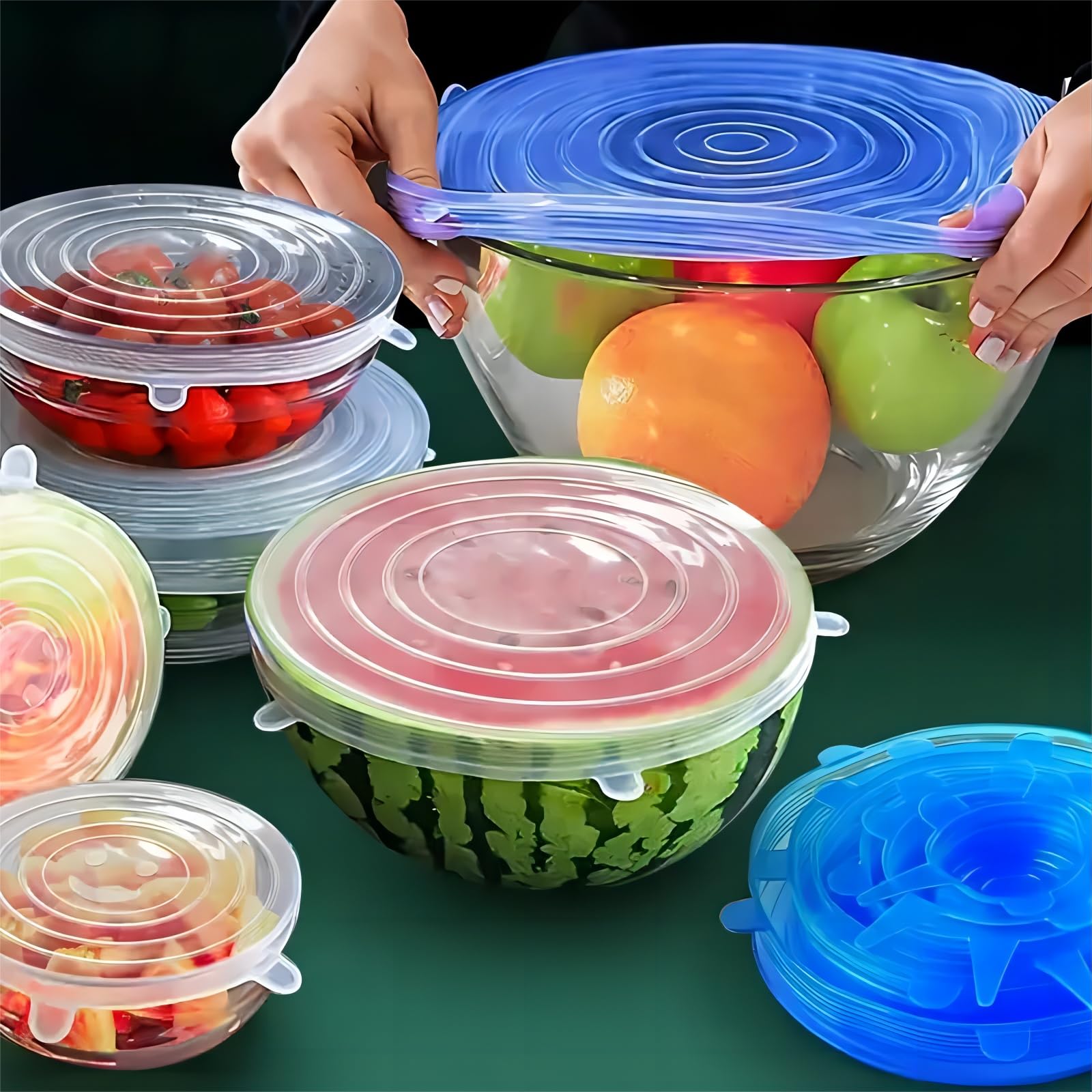 6pcs Silicone Elastic Container Lid, Reusable Durable Storage Bowl Lids, Dishwasher & Refrigerator Safe Storage, Kitchen Supplies, White