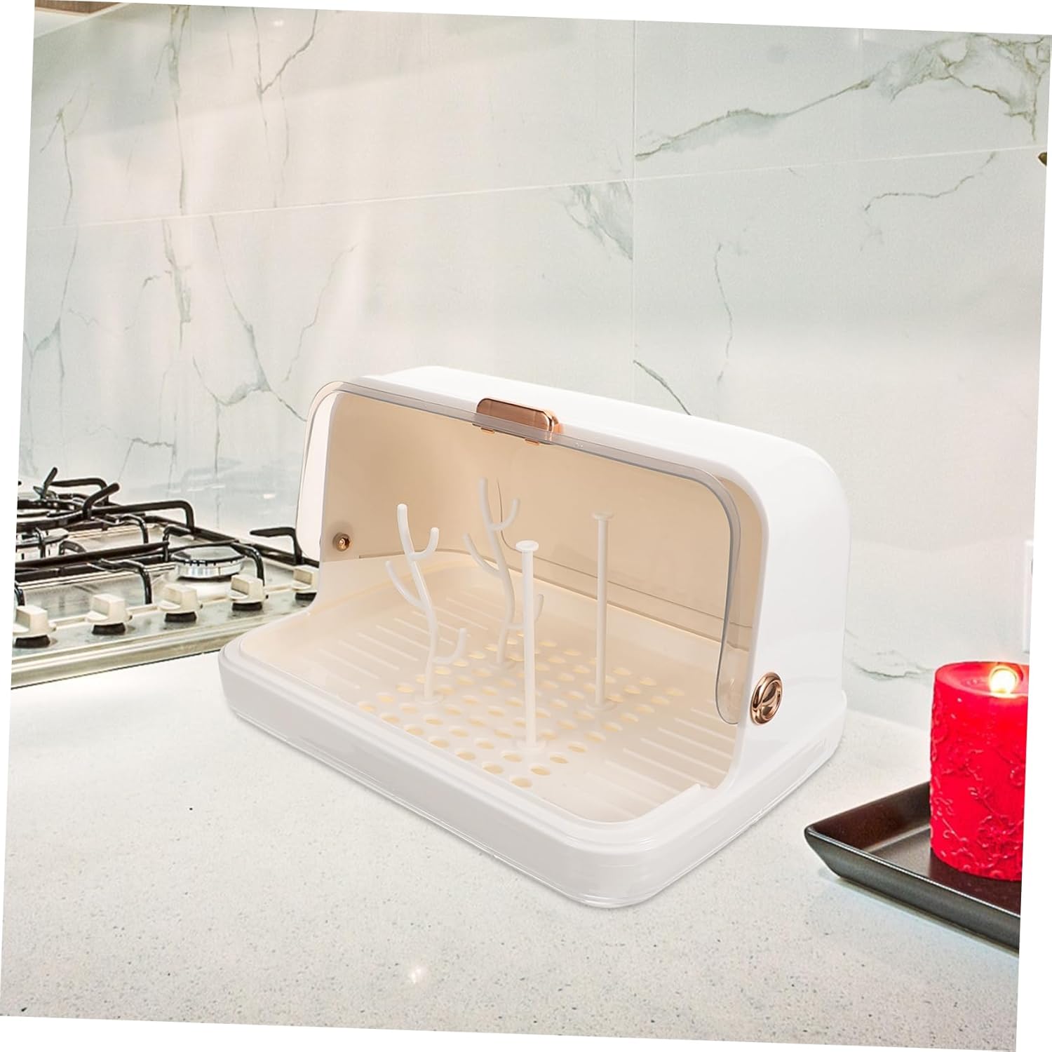 Baby Bottle Drying Rack Dust Cover Countertop Bottle Holder for Easy Drying Food-Grade Plastic Organizer and Cups