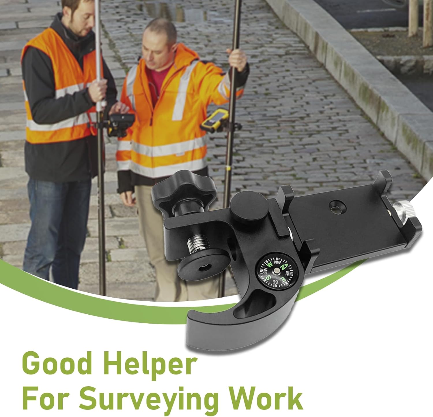 Data Collector Bracket with Compass & Phone Holder, Aluminium Data Collector Cradle Bracket for Phone Data Collector
