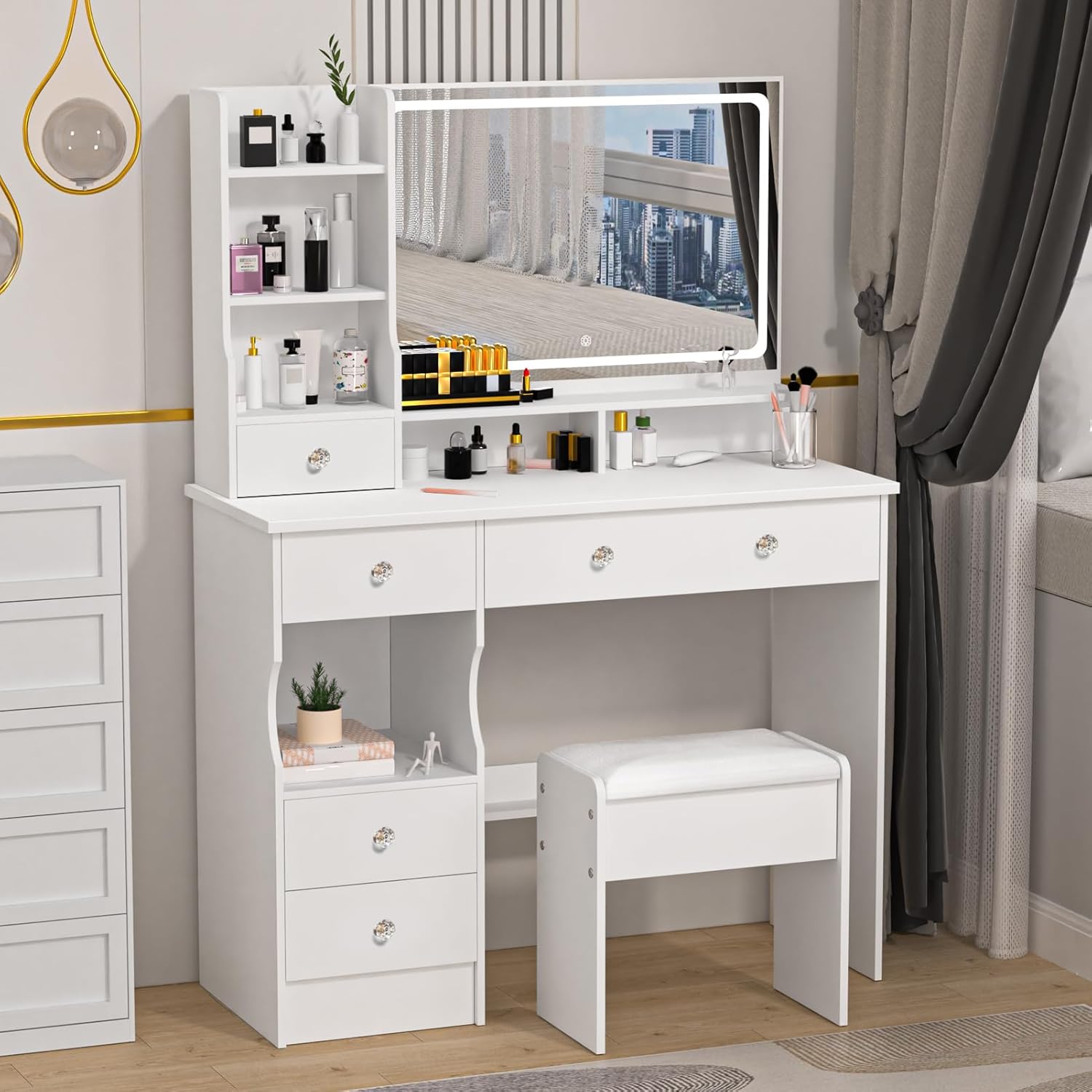 cdar 2024 New Vanity Desk, Modern Vanity Table with Mirror