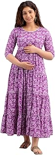 HENAL Women's Multicolor Maternity Dress Pregnancy Casual Long Sleeve Dual Zipped for Feeding Nursing Maternity Comfort Dr...