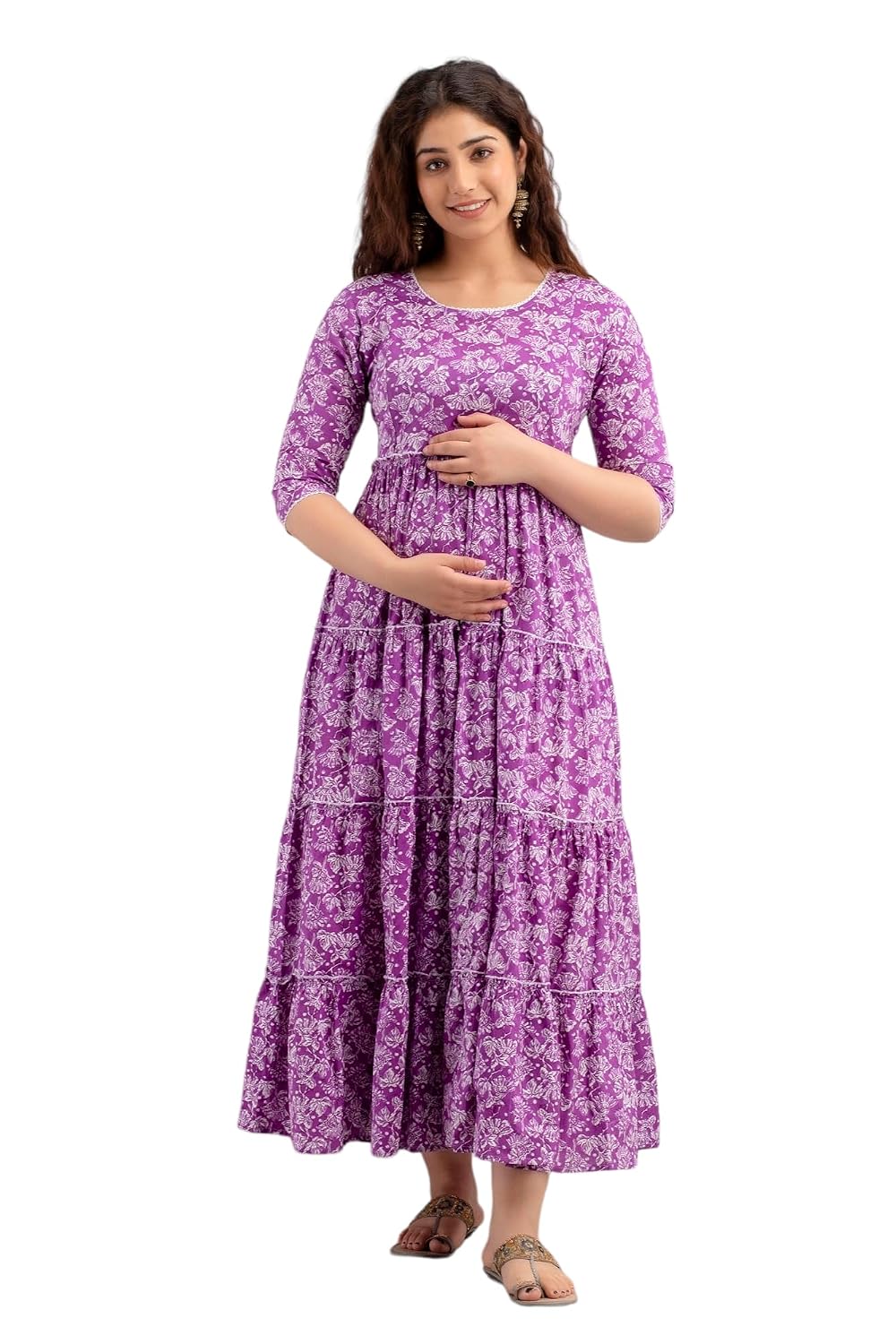 HENAL Women's Multicolor Maternity Dress Pregnancy Casual Long Sleeve Dual Zipped for Feeding Nursing Maternity Comfort Dr...