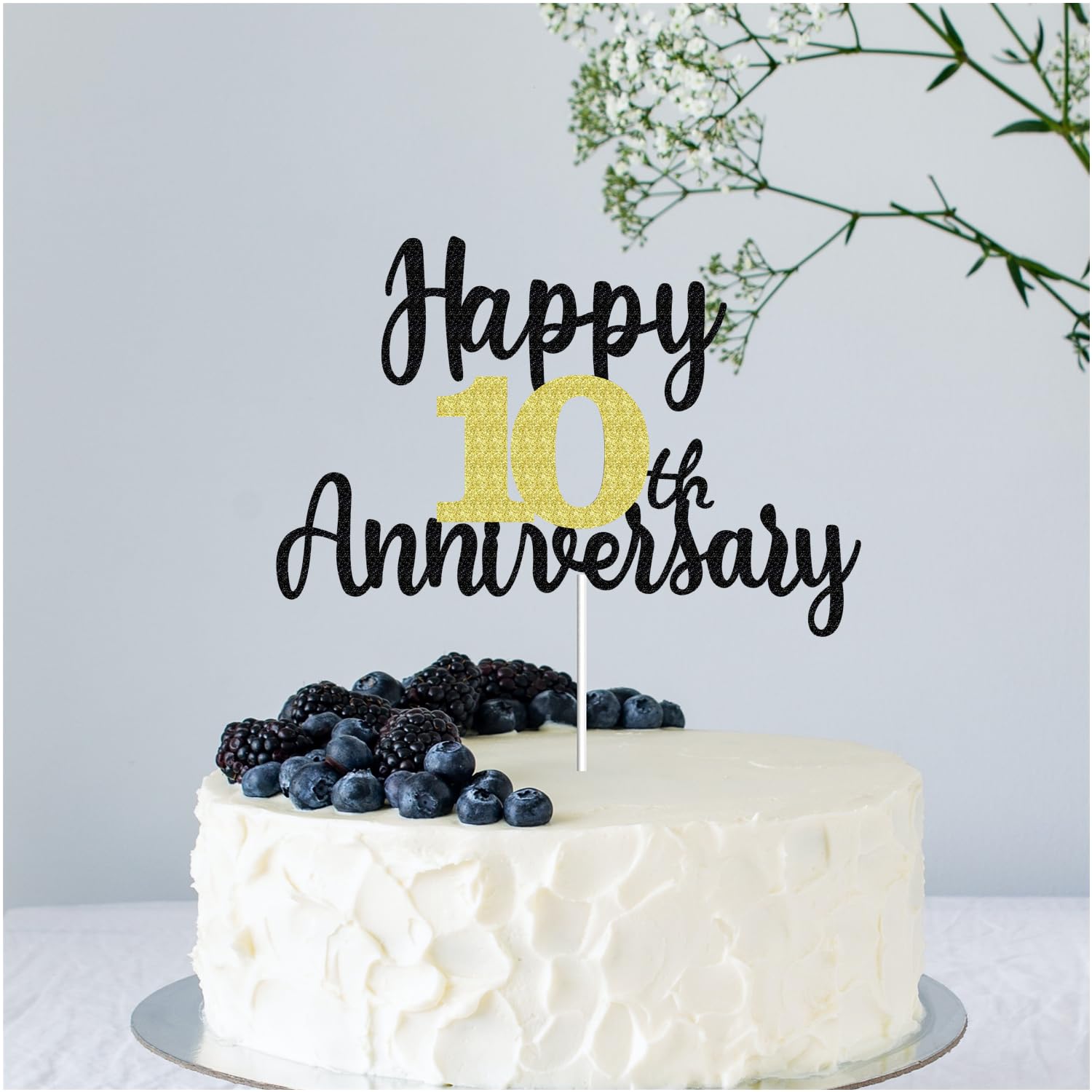 Amazon.co.jp: Happy 10th Anniversary ケーキトッパー グリッター、10
